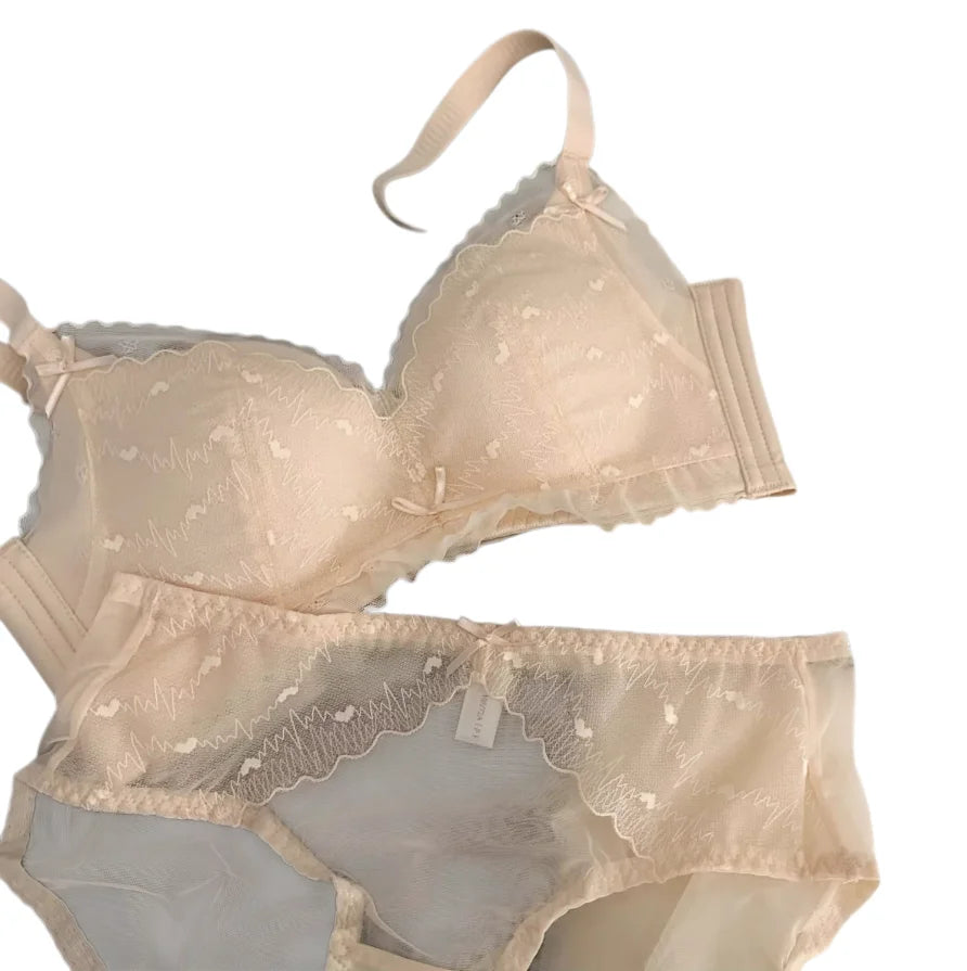 Seamless Heart-Shape Gathering Bra Set – Wire-Free