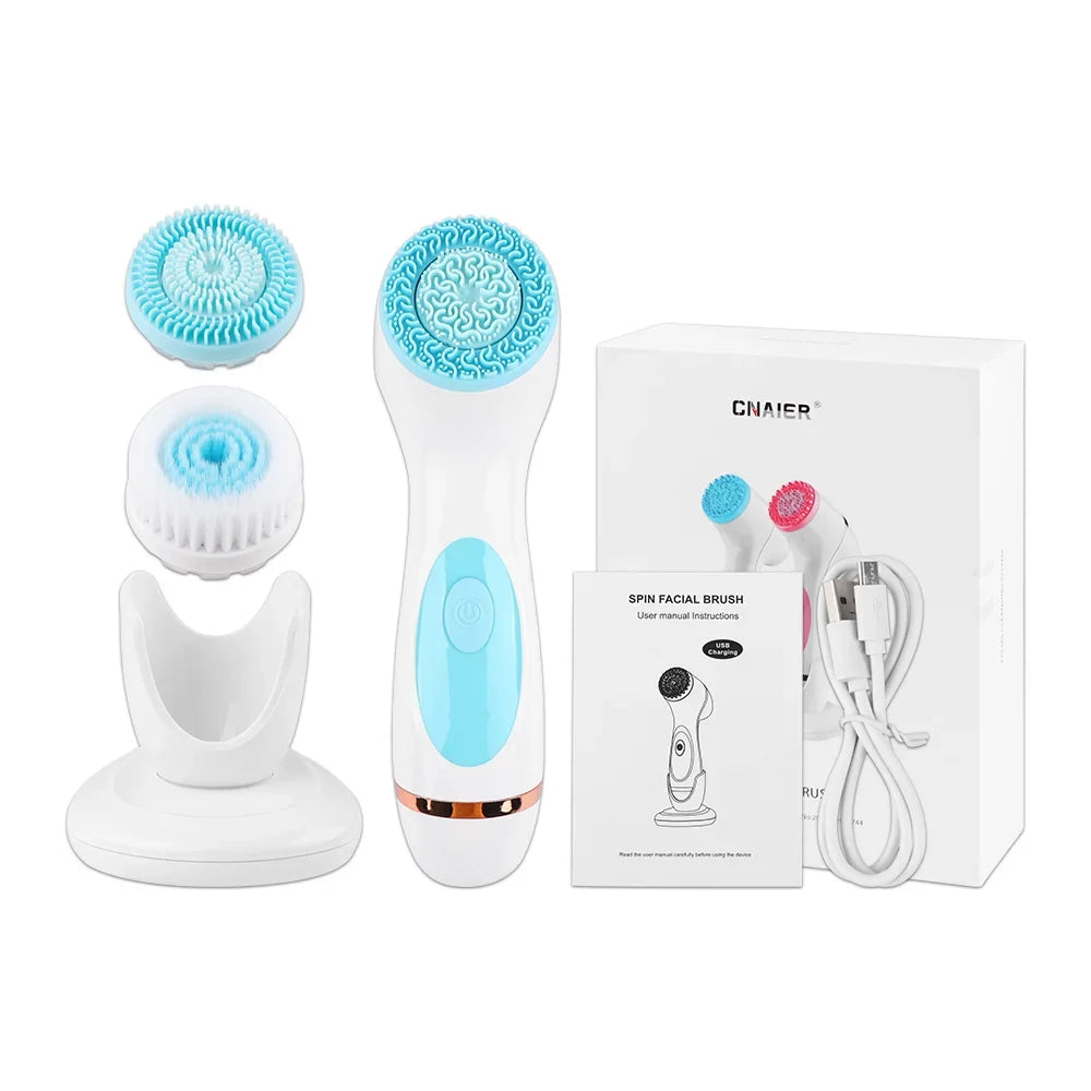 3-in-1 Ultrasonic Facial Cleansing Brush