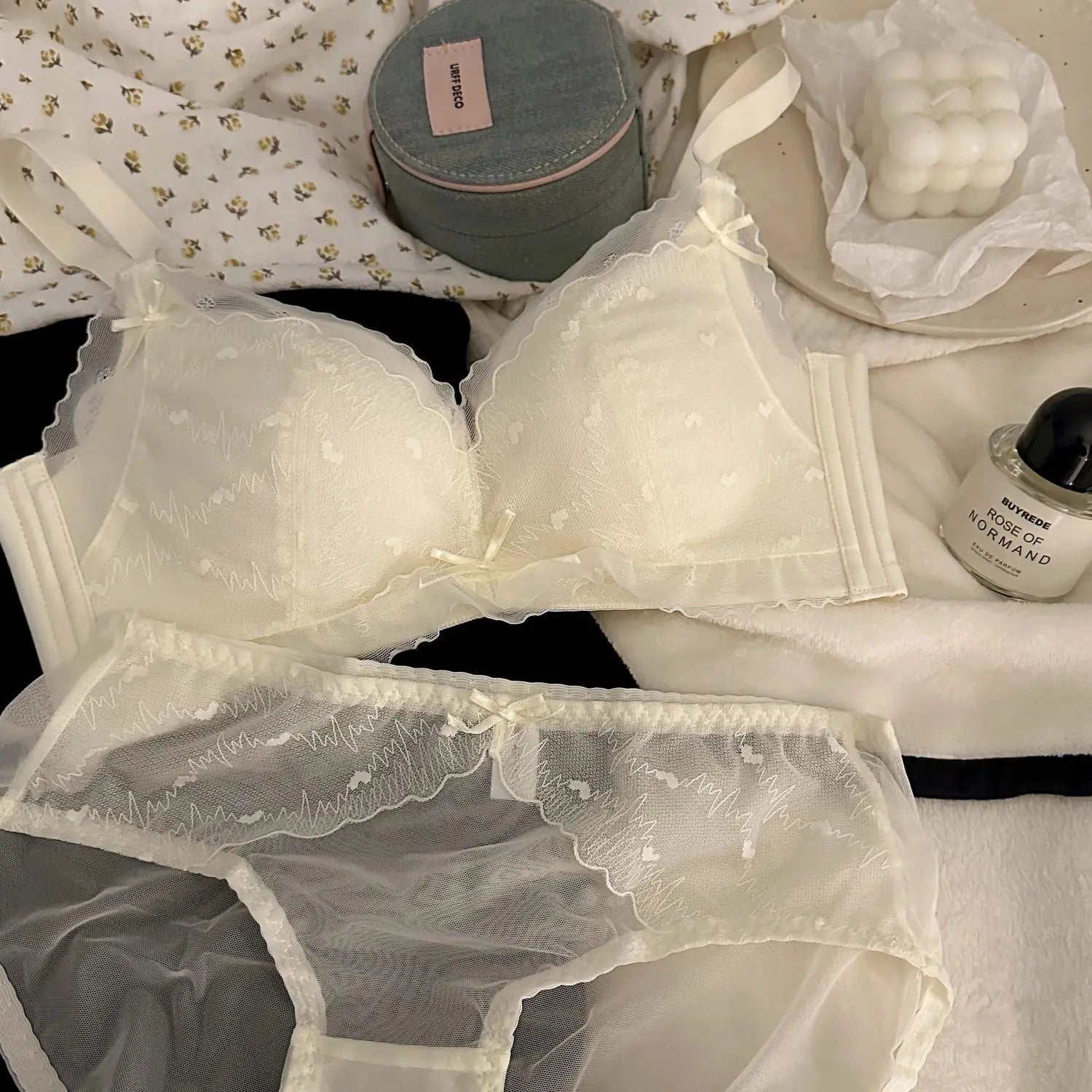 Seamless Heart-Shape Gathering Bra Set – Wire-Free