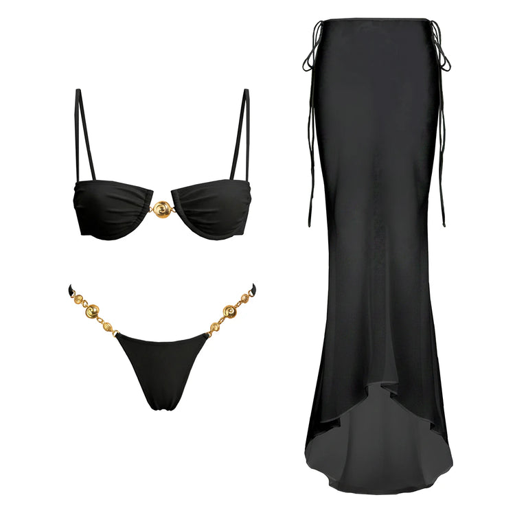 3 Piece Bikini Set mid-waist design