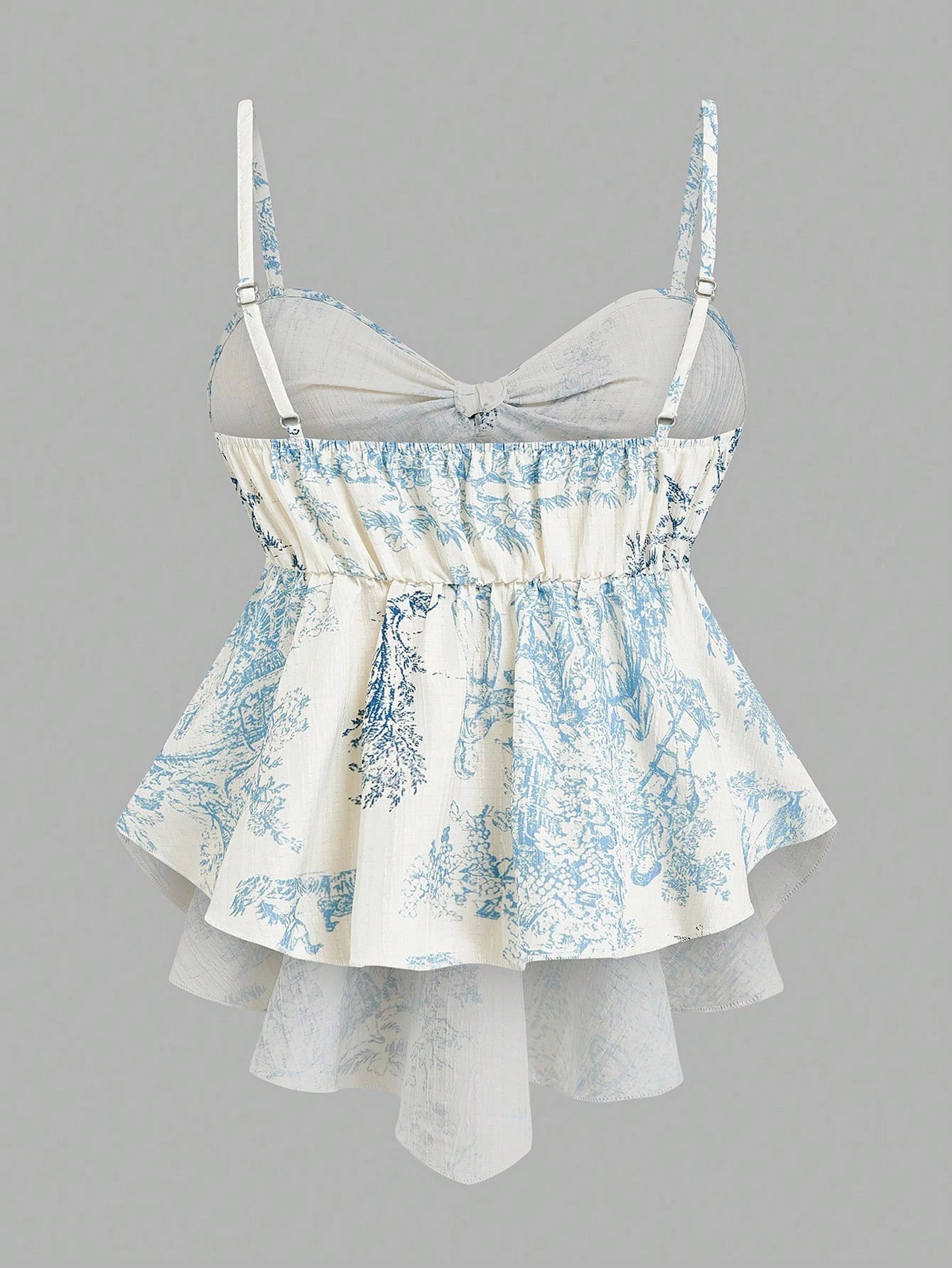 Women's Elegant Cami Top, Striped Printed Fabric, Bow Neck & Front Tie Waist, Slim Sleeveless Camisole. Versatile for Spring & S