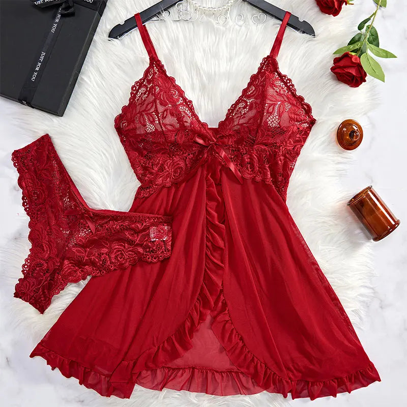 Pink Halter Nightdress & Panty Sleepwear Set