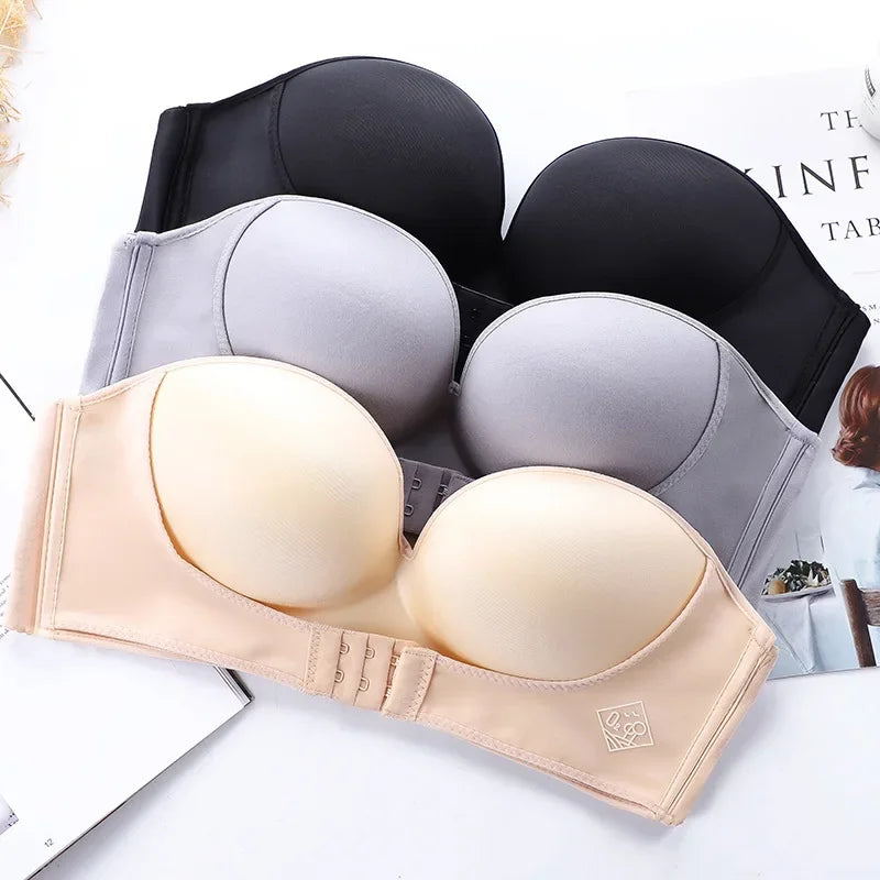 Invisible Strapless Push-Up Bra – Front Buckle