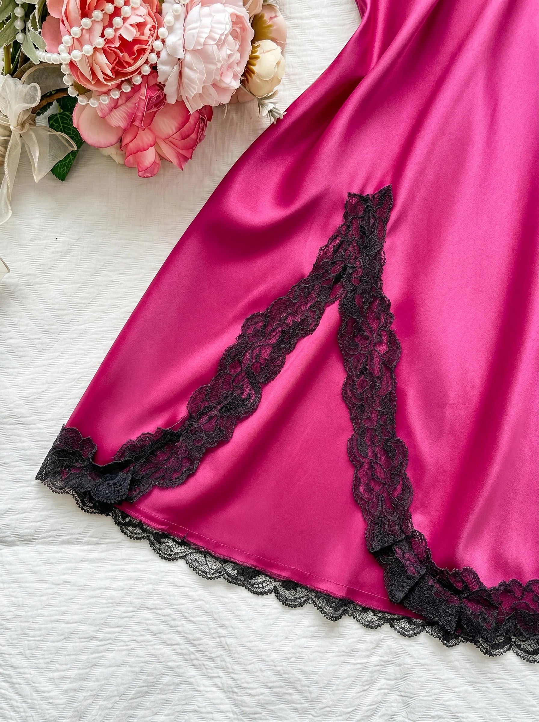 Satin Lace Halter Nightdress – Breathable Loungewear
