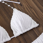 White 3 Piece Bikini Set mesh cover-up